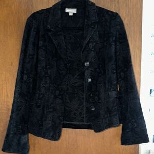 Croft & Barrow Black Blazer Velvet Texture Asymmetrical Design